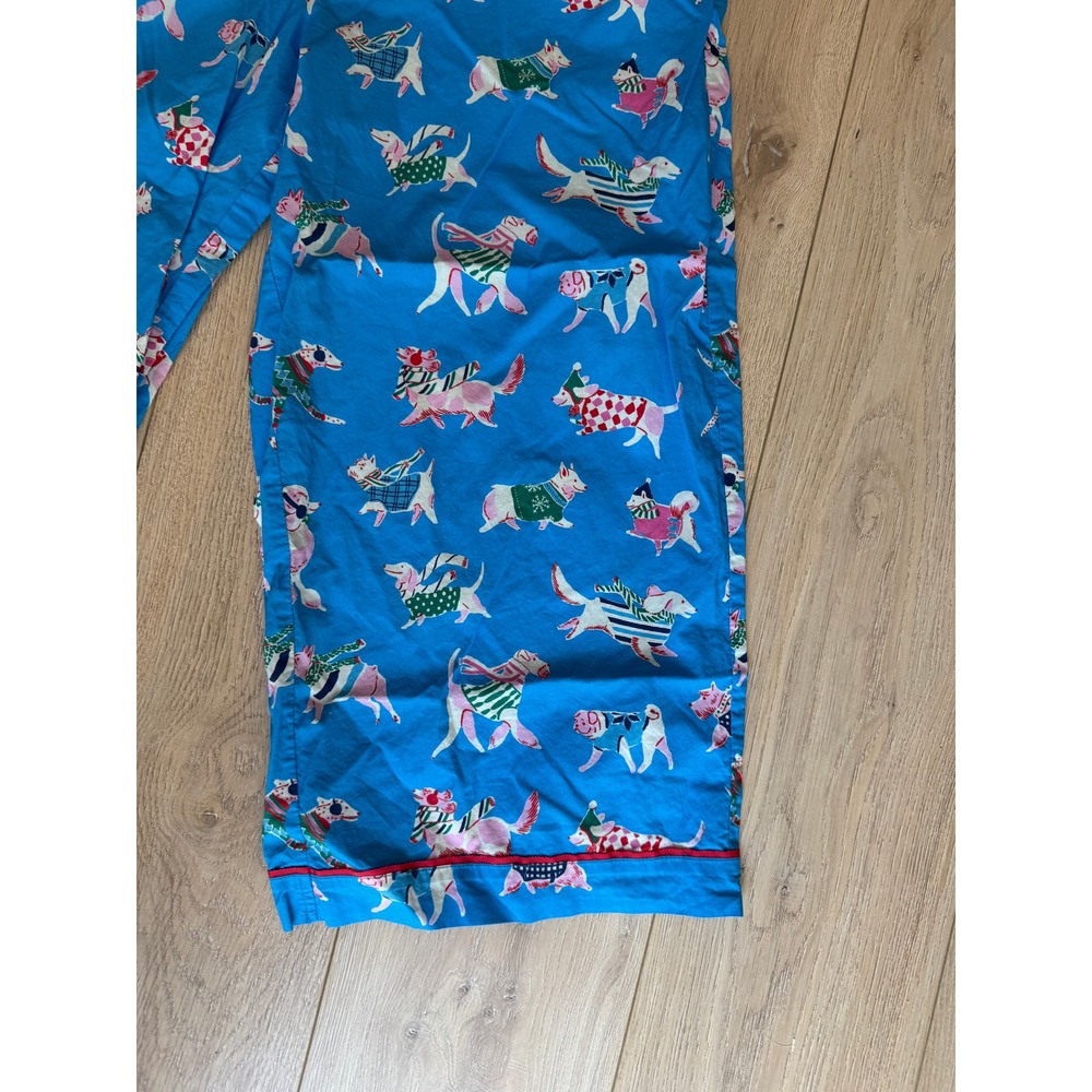 MERSEA Women's M Blue Dog Print Cotton Pajama Set Long Sleeve Button Top & Pants - Picture 7 of 10